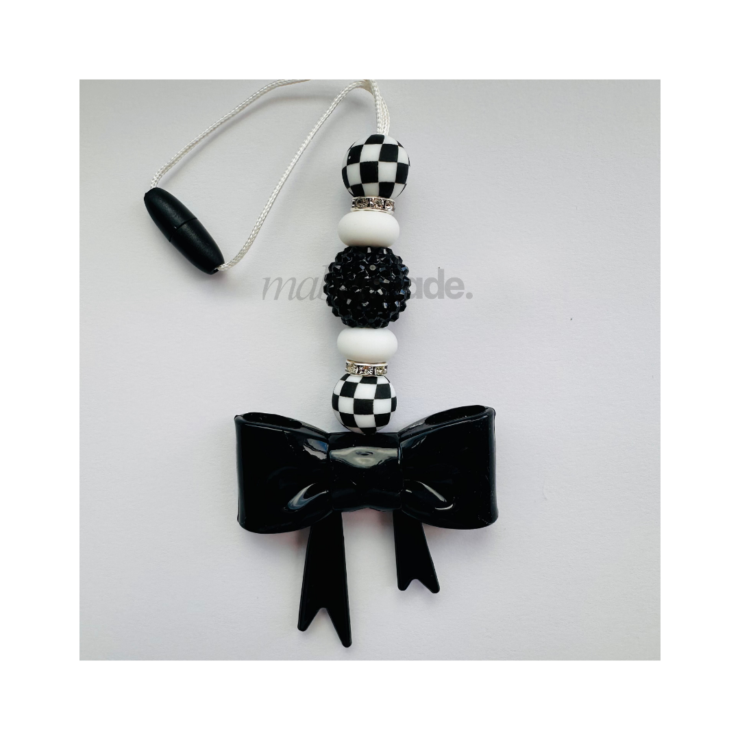 Car Charm | Black Checkered Board | Silicone Car Charm